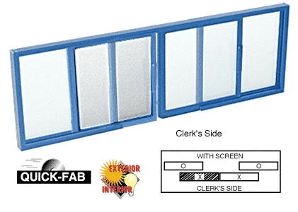 C.R. Laurence CRL Powder Painted Horizontal Sliding Service Window OXO Format with 1/4&quot; Glass with Screen | SW2814P