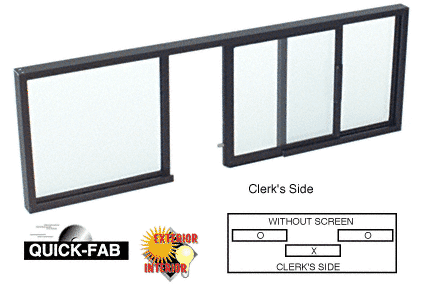 C.R. Laurence CRL Duranodic Bronze Finish Horizontal Sliding Service Window OXO Format with 1/2&quot; Vinyl Only for I.G. No Screen | SW3000DU