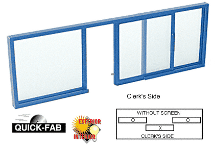 C.R. Laurence CRL Kynar Painted Horizontal Sliding Service Window OXO Format with 1/2&quot; Insulating No Screen | SW3012K
