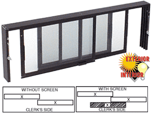C.R. Laurence CRL Duranodic Bronze Horizontal Sliding Service Window XX Format with 1/8&quot; Glass no Screen | SW4218DU