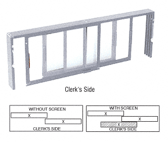 C.R. Laurence CRL Satin Anodized Horizontal Sliding Service Window XX Format with 1/2&quot; Vinyl Only for I.G. with Screen | SW4800A