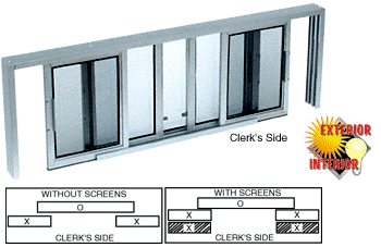C.R. Laurence CRL Satin Anodized Horizontal Sliding Service Window XOX Format with 1/4&quot; Glass with Screen | SW5214A