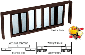 C.R. Laurence CRL Duranodic Bronze Horizontal Sliding Service Window XOX Format with 1/4&quot; Glass with Screen | SW5214DU
