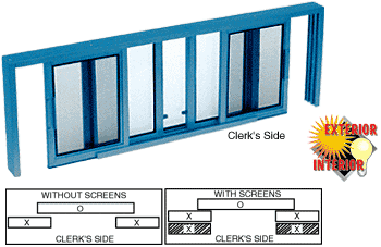 C.R. Laurence CRL Kynar Painted Horizontal Sliding Service Window XOX Format with 1/2&quot; Insulating Glass No Screen | SW5412K
