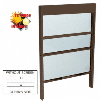 C.R. Laurence CRL Duranodic Bronze Finish Vertical Sliding Service Window With Sash Balance and 1/4&quot; Vinyl Glazing no Screen | SWB1000DU