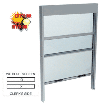 C.R. Laurence CRL Satin Anodized Vertical Sliding Service Windows with Sash Balances and 1/4&quot; Glass No Screen | SWB1014A