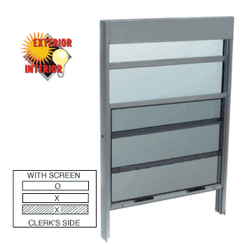 C.R. Laurence CRL Satin Anodized Vertical Sliding Service Windows with Sash Balances, 1/4&quot; Glass and Screen | SWB1214A