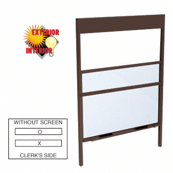 C.R. Laurence CRL Duranodic Bronze Finish Vertical Sliding Service Window for Surface or Pockset Installations With Sash Balance, 1/4&quot; Vinyl Glazing and No Screen | SWB1400DU