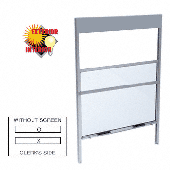 C.R. Laurence CRL Satin Anodized Vertical Sliding Service Window With Sash Balances for Surface or Pocket Installation with 1/4&quot; Glass No Screen | SWB1414A