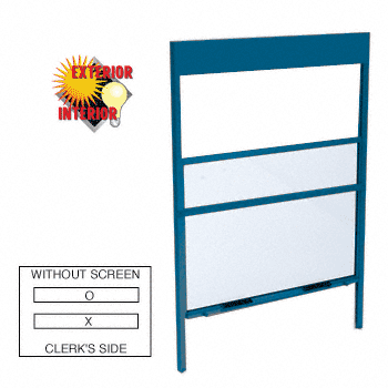 C.R. Laurence CRL Custom Powder Painted Vertical Sliding Service Window With Sash Balances for Surface or Pocket Installation with 1/4&quot; Glass No Screen | SWB1414P