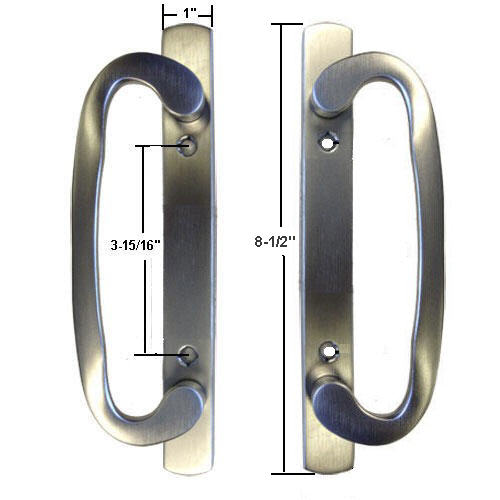 TechnologyLK Sliding Glass Patio Door Dummy Handle Set, Mortise Type, Brushed Chrome, 3-15/16&quot; Screw Holes | 13284DBC