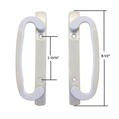 TechnologyLK Sliding Glass Patio Door Dummy Handle Set, Mortise Type, White, 3-15/16&quot; Screw Holes | 13284DW