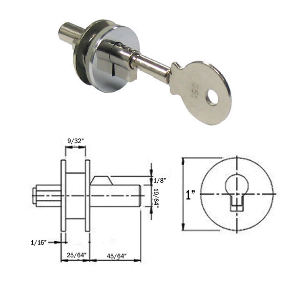 Chrome Bullet Lock for Sliding Showcase Doors | DELSXK901