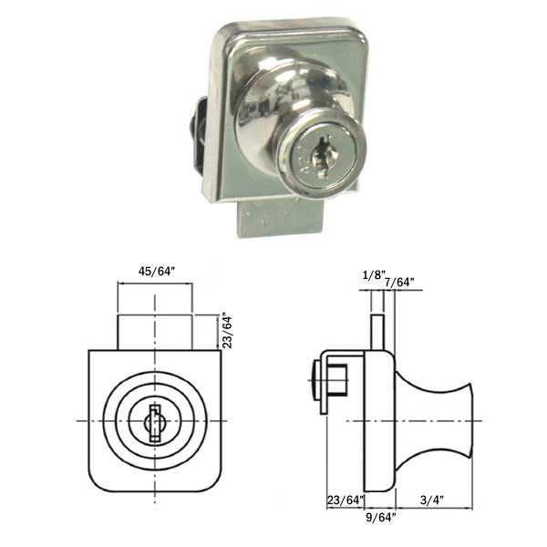 Nickel No-Drill Deadbolt Glass Door Lock for Single Door | DEL0750D325