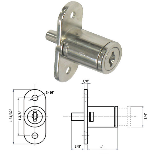 Nickel Plunger Lock for Showcase Tracks | DEL1030