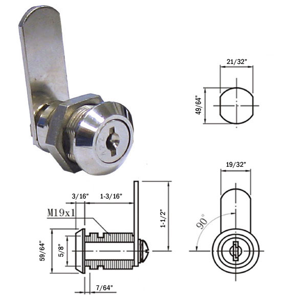 Chrome Cam Lock for Wood Doors | DEL1180 | DEL1180