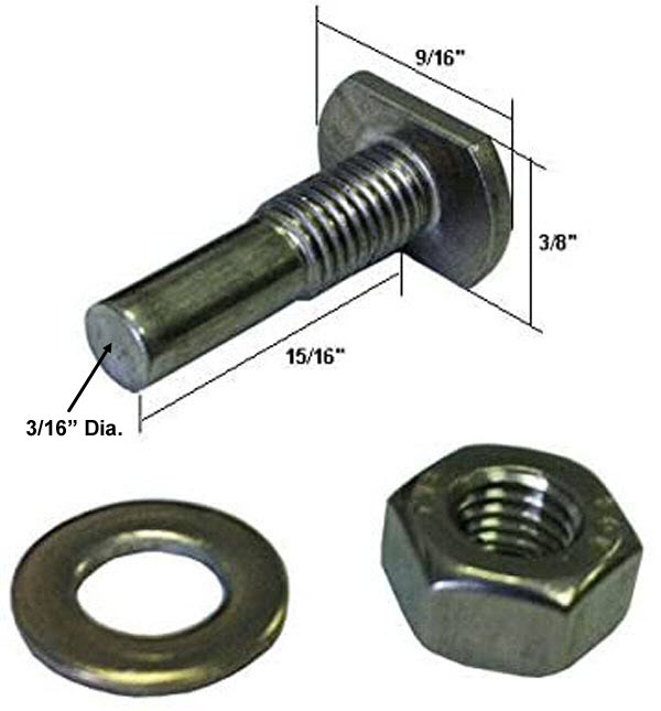 Shower Door T-Bolt, Hex-Nut and Washer for Pivot Shower Doors. | THW24