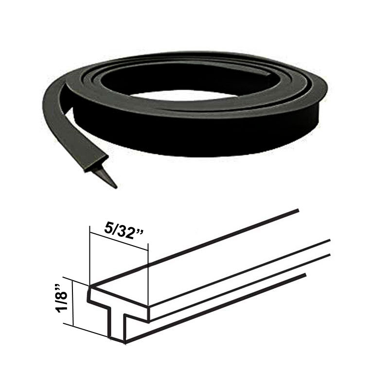 Black &quot;T&quot; Sill Bead Vinyl for Framed Shower Doors - 7 ft Long | NKPN7