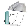 Gordon Glass&#174; Universal Shower Door Polycarbonate U-Channel with 90 degree Vinyl Fin Seal for 5/16" and 3/8" Glass - 73" Long