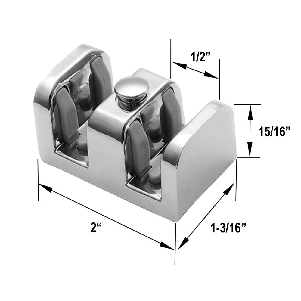 Gordon Glass™ Chrome Finish Shower Door Bottom Guide for Frameless Bypass Shower Enclosures up tp 3/8&quot; Thick Glass | XEACH