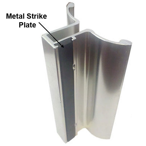 3-3/4&quot; Frameless Shower Door Handle with Metal Strike Plate - Chrome Finish | FSDH4CHMP