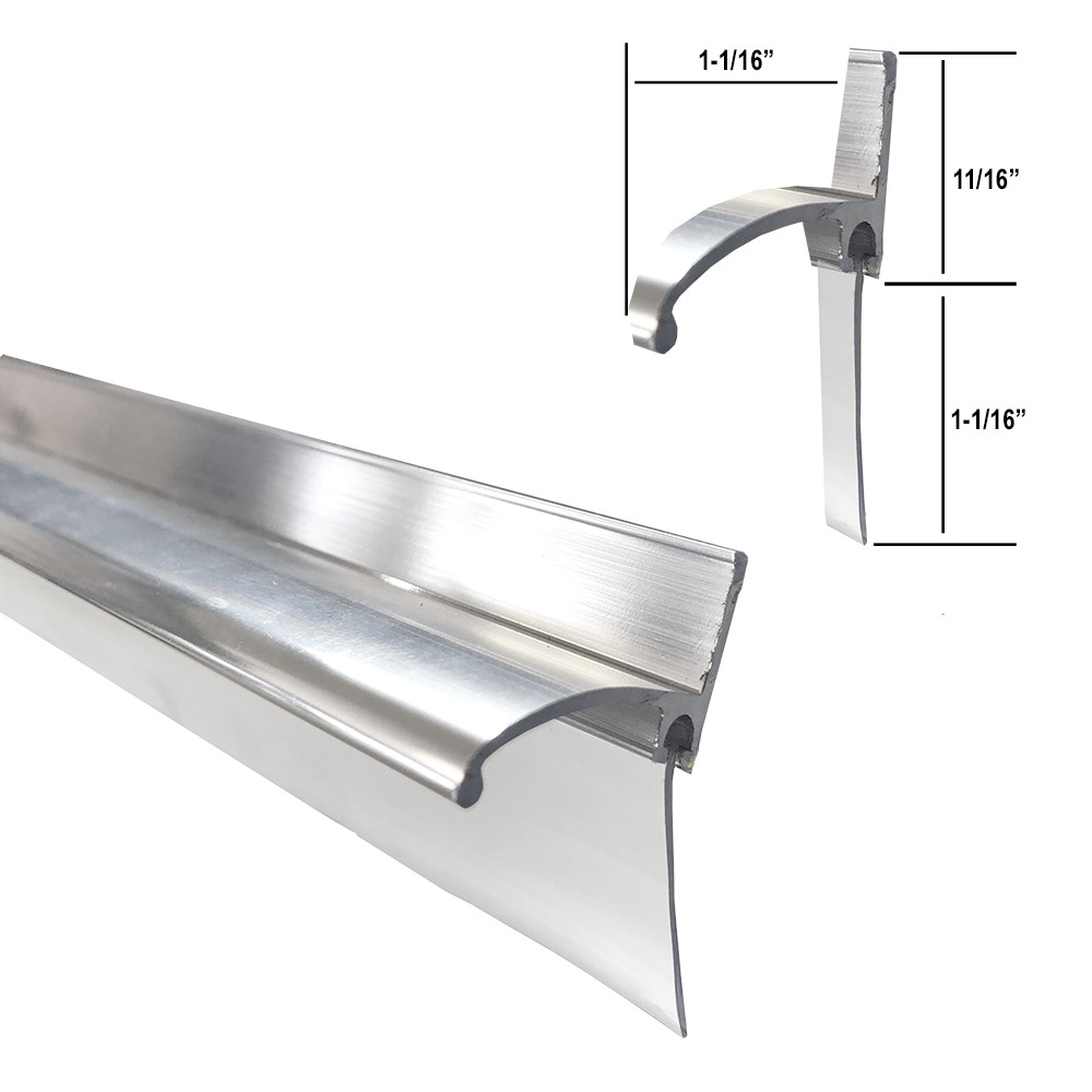 Framed Shower Door Replacement Drip Rail | Chrome Framed Shower Door Replacement Bottom Deflector with Vinyl Sweep | FSDSC612CH25