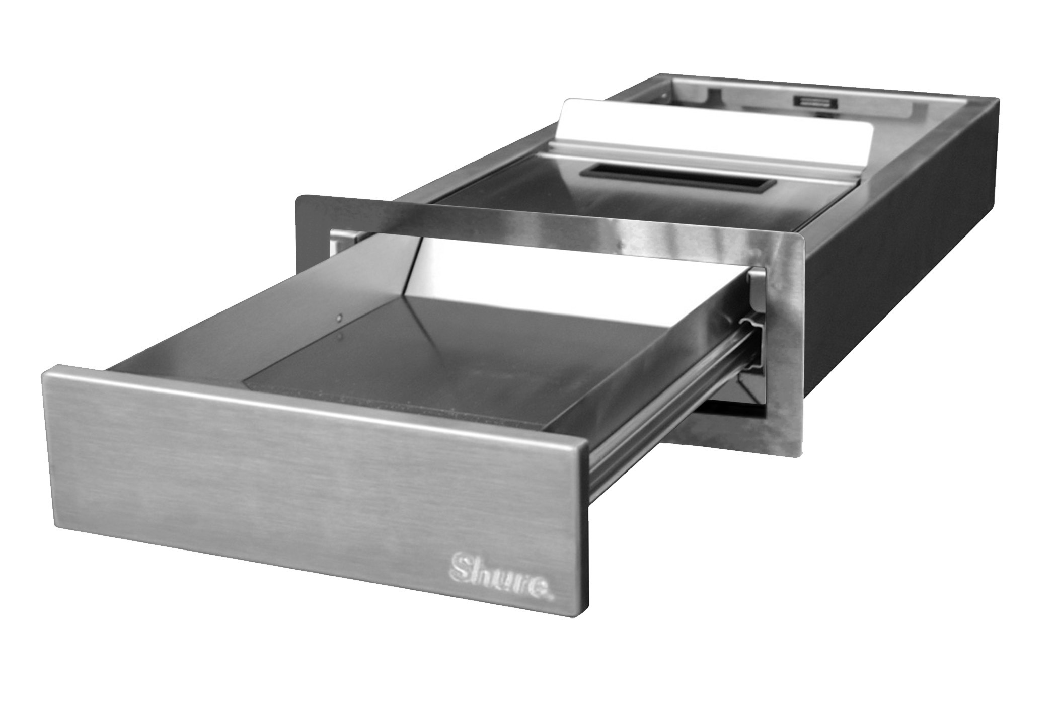 ShureSafe 12&quot; W x 24&quot; D x 3-3/4&quot; H Thru-Wall Transaction Drawer Extends 17&quot; L, SPT354 | SPT354