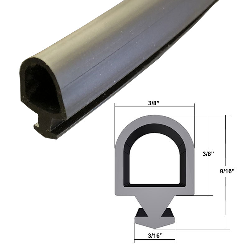 Grey Bulb Type Gasket Weatherstrip, 3/8&quot; Width, 7/32&quot; Backing - 20 Ft.  | BSG1160