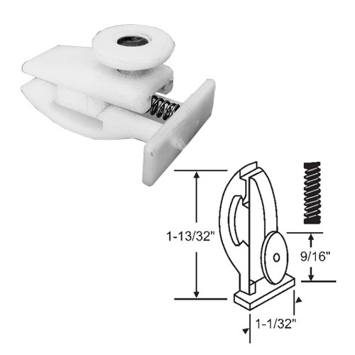 Nylon Guide with Single Roller Assembly for Retractable Shower Doors  | RSDR1