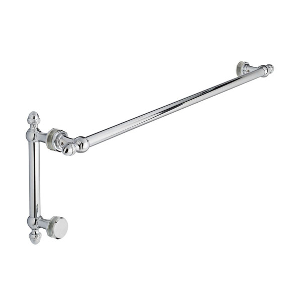 Sonata 24&quot; Cuttable Towel Bar and 6&quot; Pull Shower Door Combination with Rosettes - Polished Chrome | SO24TB6PPC