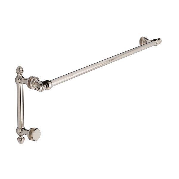 Sonata 24&quot; Cuttable Towel Bar and 8&quot; Pull Shower Door Combination with Rosettes - Polished Nickel | SO24TB8PPN