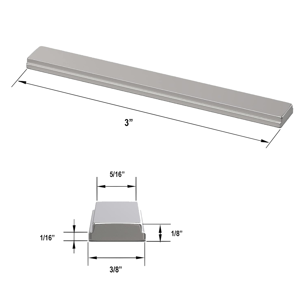 Gordon Glass&amp;#174; Shower Door Stainless Steel Strike Plate for Swing Shower Doors - 3&quot; long | SDSSP3