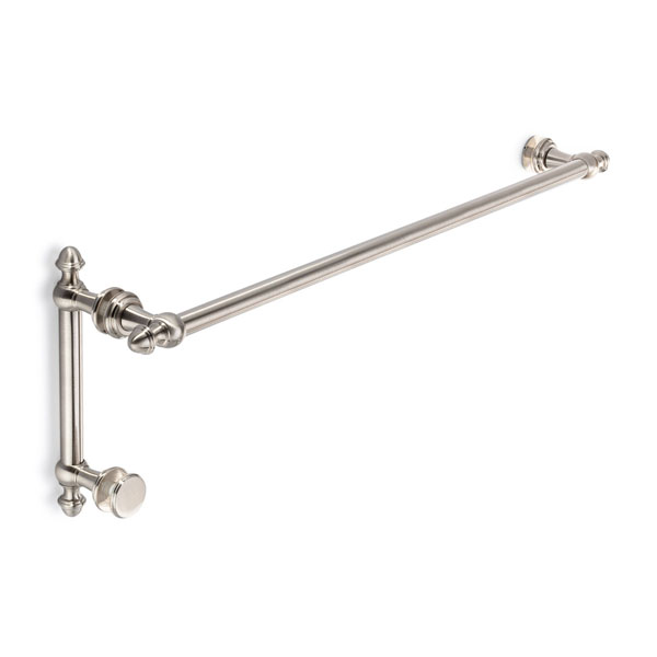 Symphony 24&quot; Cuttable Towel Bar and 6&quot; Pull Shower Door Combination with Rosettes - Brushed Nickel | S24TB6PCBN