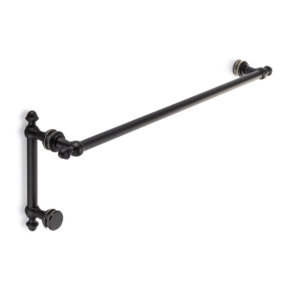 Symphony 24&quot; Cuttable Towel Bar and 6&quot; Pull Shower Door Combination with Rosettes - Matte Black | S24TB6PCMB