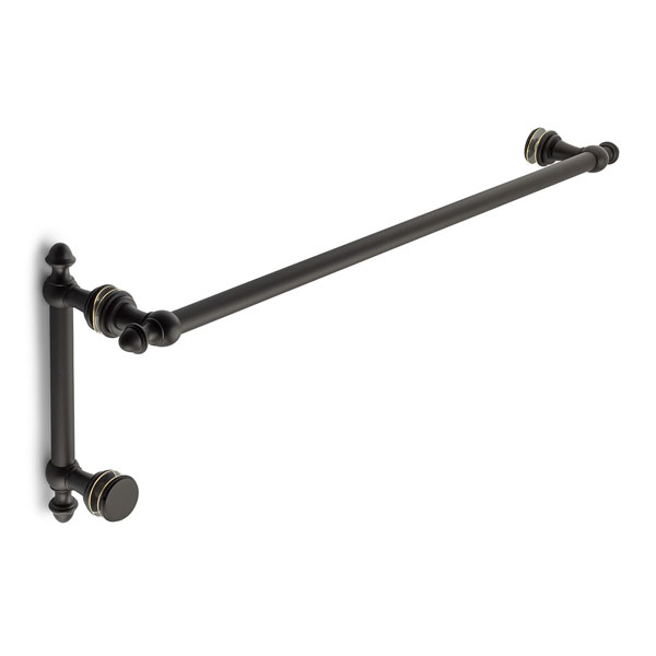 Symphony 24&quot; Cuttable Towel Bar and 8&quot; Pull Shower Door Combination with Rosettes - Oil Rubbed Bronze (Medium) | S24TB8PCORBM