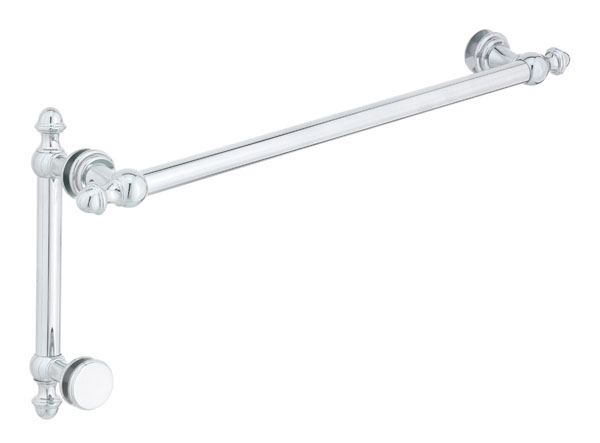 Symphony 24&quot; Cuttable Towel Bar and 8&quot; Pull Shower Door Combination with Rosettes - Polished Chrome | S24TB8PCPC