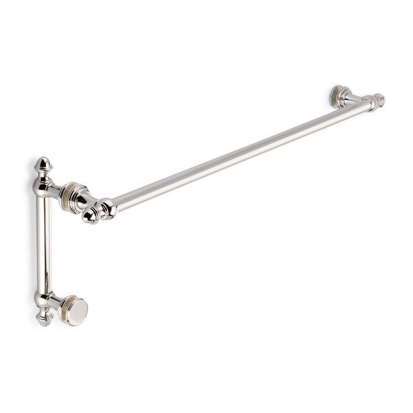 Symphony 24&quot; Cuttable Towel Bar and 6&quot; Pull Shower Door Combination with Rosettes - Polished Nickel | S24TB6PCPN