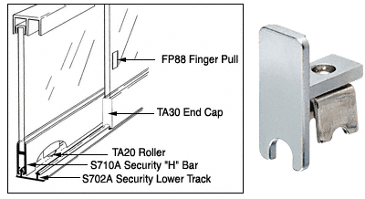 C.R. Laurence CRL Satin Anodized End Cap for Security &quot;H&quot; Bar | TA30
