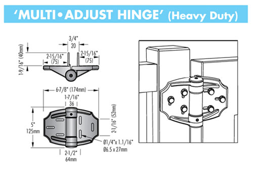 TechnologyLK Black Heavy Duty Tru-Close Self-Closing Multi-Adjust Hinges - Pair | TCHDMA1