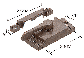 Bronze Sash Lock With Lugs, 7/16&quot; Backset, 2-1/16&quot; Mounting Holes | TH23084 | TH23084