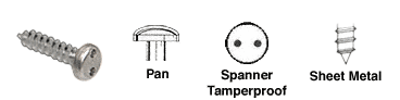 C.R. Laurence CRL 8 x 1&quot; Pan Head Spanner Tamperproof Type &#39;A&#39; Sheet Metal Screws | TP8X1PHSMS