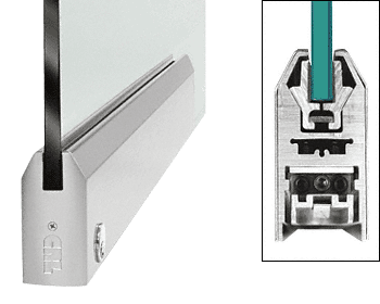 C.R. Laurence CRL Brushed Stainless 9-1/2&quot; Door Rail Tapered Style for 3/8&quot; Glass with Lock | DR4TBS38PL