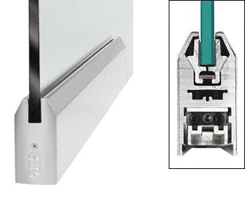 C.R. Laurence CRL Brushed Stainless 9-1/2&quot; Door Rail Tapered Style for 1/2&quot; Glass Without Lock | DR4TBS12P