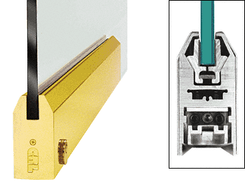 C.R. Laurence CRL Polished Brass 9-1/2&quot; Door Rail Tapered Style for 3/8&quot; Glass with Lock | DR4TPB38PL