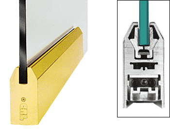 C.R. Laurence CRL Polished Brass 9-1/2&quot; Door Rail Tapered Style for 1/2&quot; Glass without Lock | DR4TPB12P