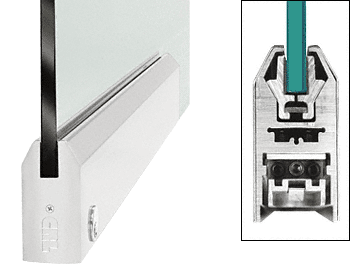 C.R. Laurence CRL Aluminum 9-1/2&quot; Door Rail Tapered Style for 3/8&quot; Glass with Lock | DR4TSA38PL