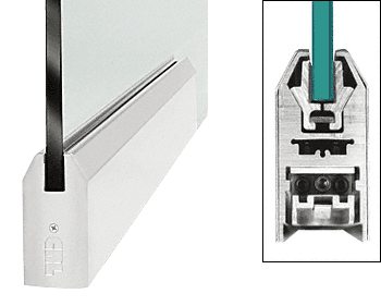 C.R. Laurence CRL Satin Anodized 9-1/2&quot; Door Rail Tapered Style for 1/2&quot; Glass without Lock | DR4TSA12P