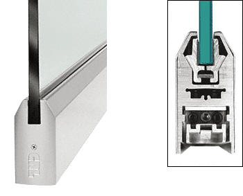 C.R. Laurence CRL Brushed Stainless 4&quot; Tapered Style Door Rail without Lock for 1/2&quot; Glass - Custom Length | DR4TBS12C
