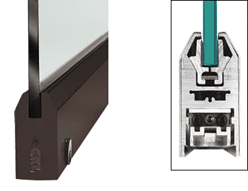C.R. Laurence CRL Duranodic Bronze 4&quot; Tapered Style Door Rail with Lock for 3/8&quot; Glass - Custom Length | DR4TDU38CL