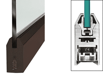 C.R. Laurence CRL Duranodic Bronze 4&quot; Tapered Style Door Rail without Lock for 3/8&quot; Glass - Custom Length | DR4TDU38C